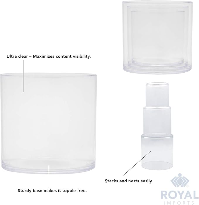 Royal Imports Flower Acrylic Vases Cylinders - Decorative Centerpiece for Home or Wedding - Non Breakable Plastic, 1-Set of 3 Sizes: 4", 5", 6" - Clear