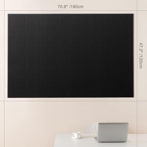 Lightomorrow Bulletin Board - Thickened 71 x 47 Inches Felt Pin Board for Wall | Foldable Photo Display with 20 Push Pins - Black