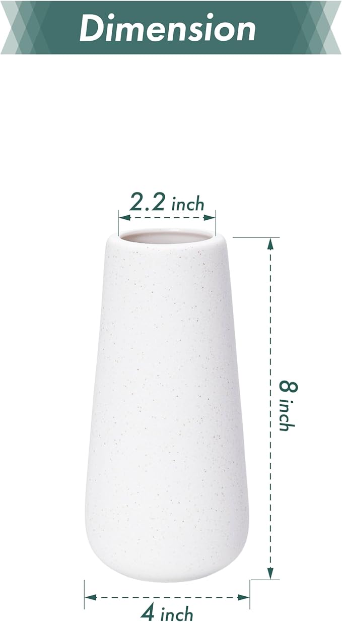D'vine Dev 8 Inch Ceramic Flower Vase Textured Finishing, Minimalist Design for Kitchen, Bedroom, Living Room, Centerpieces, Office, Speckled Porcelain, VS-XH-G-1