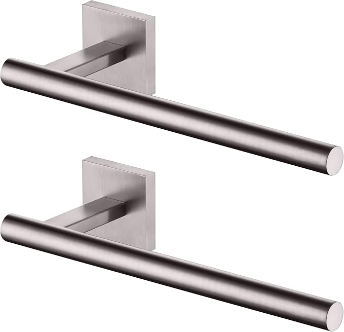 KOKOSIRI Towel Holder Brushed Nickel Bathroom Accessory Hand Towel Bars Wall Mounted Kitchen Cabinet Paper Holder Stainless Steel 2 Pack, B3008BR-P2