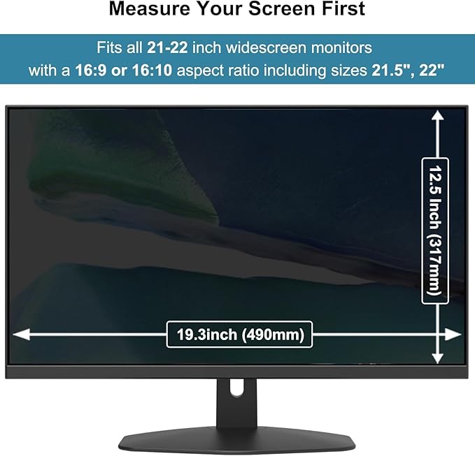 Hanging Computer Privacy Screen Protector Shield Compatible for 21.5/22 Inch Widescreen Desktop Monitor - Anti Glare & Blue Light Filter - Hanging Design for Easy On/Off
