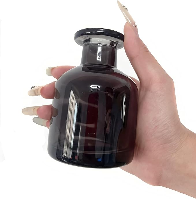Glass Diffuser Bottles Empty Refillable Glass Container Jar 150ml / 5oz Fragrance Accessories DIY Replacement Diffuser Sticks Sets for Essential Oils Reed Sticks Crafts Spa Home Decoration (Dark Grey)