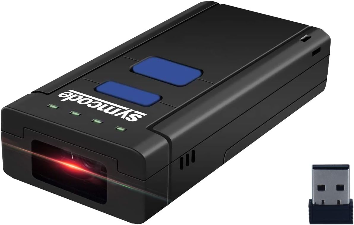 Symcode Bluetooth Wireless Barcode Scanner - Portable 2.4GHz Reader for Windows, Mac, Android & iOS Devices