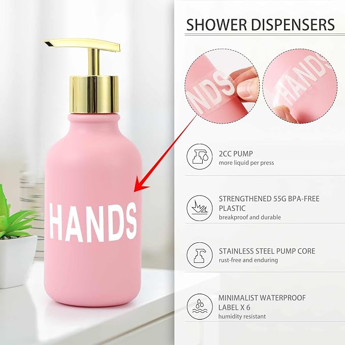 XLHOMO 25PCS Pink Bathroom Accessories Sets Complete, with Shower Curtain, Rugs, Trash Can and Toilet Brush, Toothbrush Holder and Cup, Soap Dispenser, Soap Dish, Qtip Holder, Bathroom Decor Sets