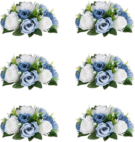 Flower Centerpieces for Wedding Tables: Wedding Table Decorations Dusty Blue & White Flower Balls Centerpieces for Engagement Cerebration Party Center Pieces 6 Packs