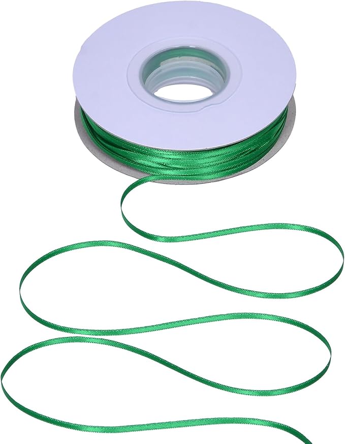 YAMA Green Double Faced Satin Ribbon 1/8 Inch 100 Yards Ribbon for Gift Wrapping Crafts Hair Bows Wedding Party Decoration