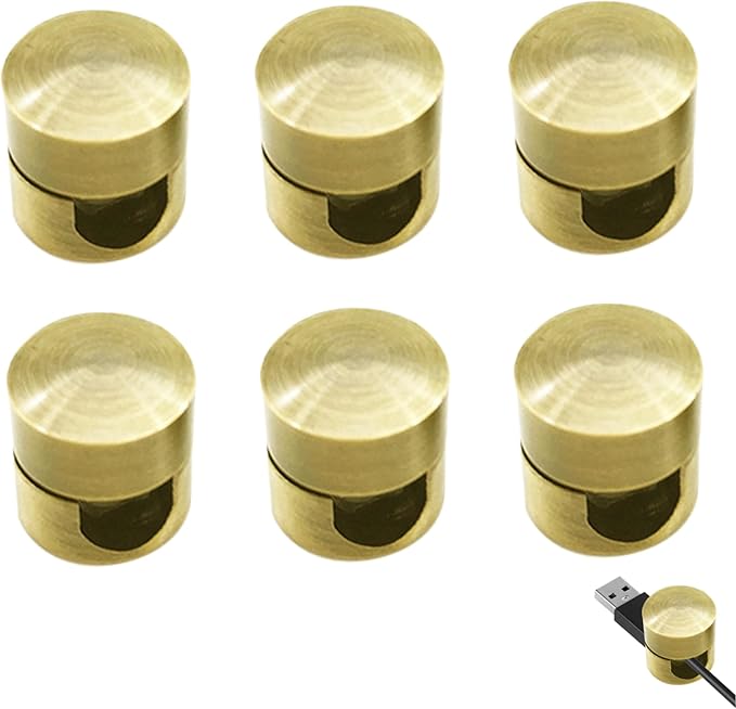 Cable Holder, 6PCS Cable Management Clips, Aluminum Cord Holder, for and Fixing Chandelier Wires, Gold