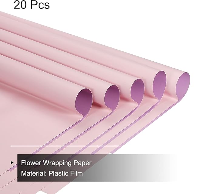 MECCANIXITY 20 Pcs Double Sided Color Flower Wrapping Paper Purple 22.8"x22.8" Waterproof for Florist Bouquet Supplies, DIY Crafts, Gift Box Packaging