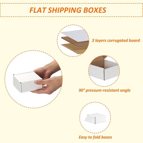 HORLIMER Shipping Boxes - 4x4x2 Inches White Corrugated Cardboard Mailers | Set of 100