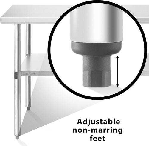 KUTLER Stainless Steel Table - 30 x 72 Inches | Heavy-Duty NSF Commercial Kitchen Prep Table with Undershelf