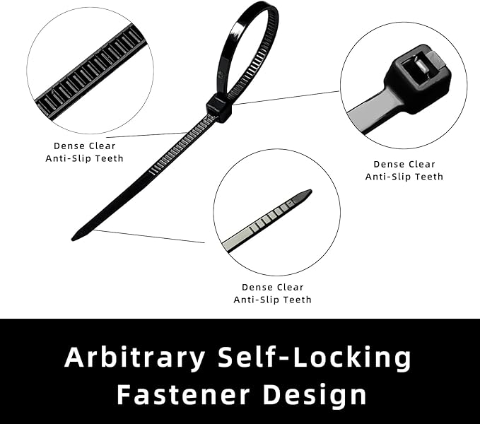 Zip Ties 6 inch, 1000 Pack Black Zip Ties, Self-Locking Nylon Cable Ties with 40 lbs Tensile Strength,Wire Ties for indoor and outdoor use.
