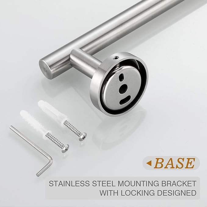 USHOWER Brushed Nickel Towel Bar, 22-Inch Towel Rack for Bathroom Wall Mounted, Thicken SUS304 Stainless Steel Towel Rod Modern Home Decor (Total Length 24-Inch)