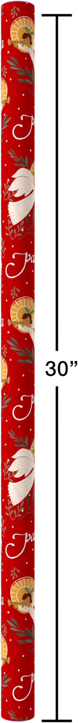 American Greetings Reversible Religious Christmas Wrapping Paper Roll with Angels, Red and White Holiday Gift Wrap (60 sq. ft., 1 Standard Roll Wrap-30 in. x 24 ft.) Papel de Regalo de Navidad