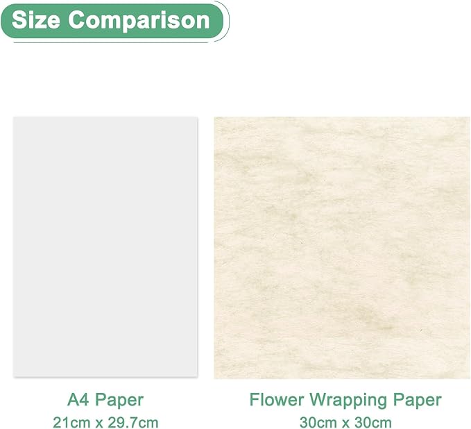 M METERXITY 114-Sheet Korean Cotton Wrapping Flower Paper, 11.8 Inch/ 30cm Waterproof Floral Wrapping Cotton Paper for Bouquets/Gift Packaging [Light Beige]