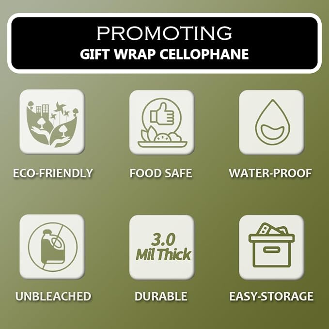 PerkHomy 100Ft Folded Clear Cellophane Wrap Roll 31.5" x 100' 3 Mil Thick Cellophane For Gift Basket Treats Goodie Wrapping Craft Flower Bouquet Plastic (31.5" fold into 16")