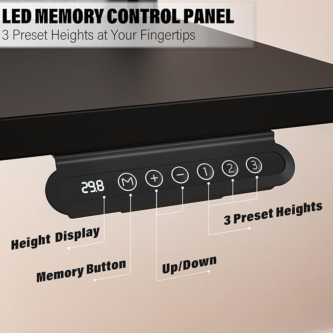 Electric Standing Desk with 4 Drawers 48''x 24'' Adjustable Height Sit to Stand Up Desk with Storage Shelf, C-Clamp Mount Compatible Black Home Office Desks Computer Gaming Table Ergonomic Workstation
