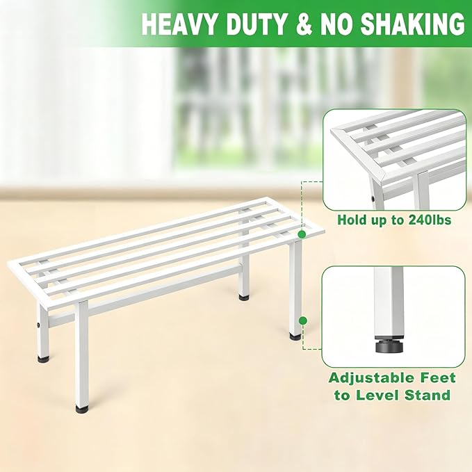 Dipion 2 Pack Metal Plant Stand Outdoor Plant Shelf Indoor,1 Tier Heavy Duty Plant Stands for Multiple Plants,26" L x 10.12" H x 8.75" W,White