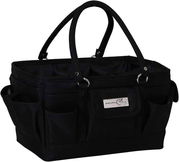 Everything Mary Deluxe Store & Tote Organizer – Black Craft Caddy with Handle – Collapsible Bag for Sewing, Scrapbooking, Art Supplies & DIY Project Organization