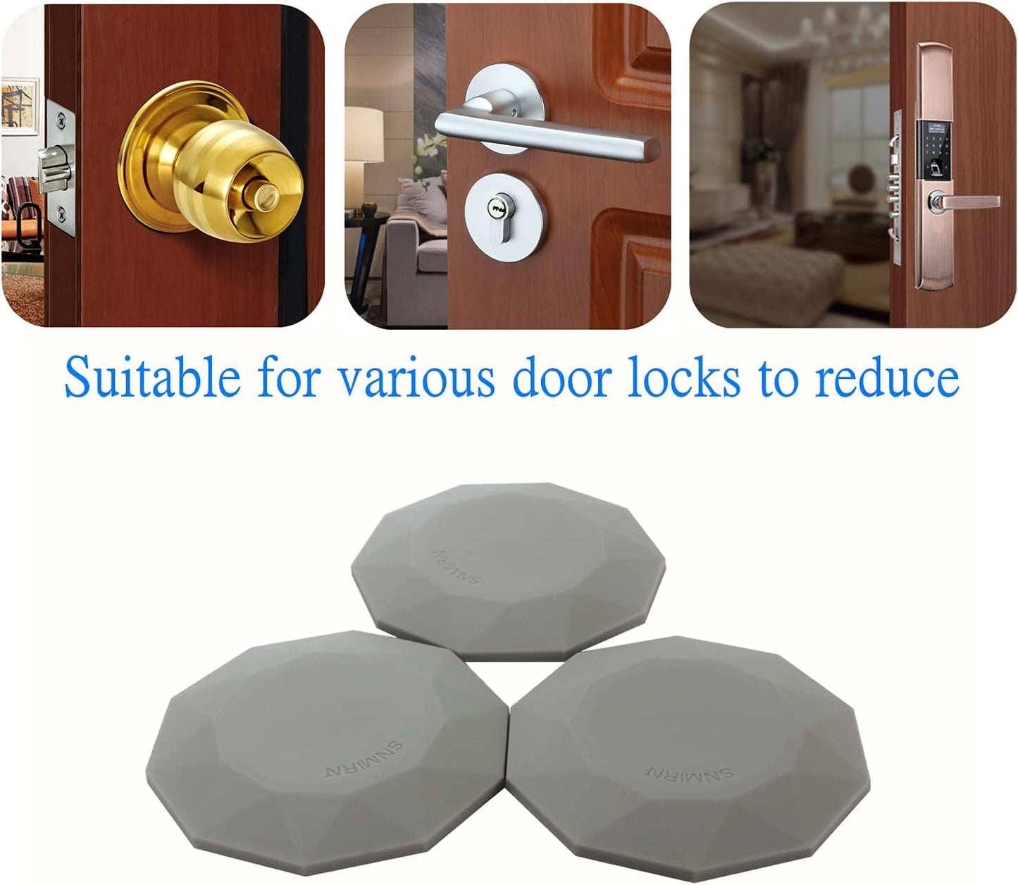 Skiennix Door Stops | Wall Protector with Strong 3M Adhesive - Quiet, Shock Absorbent Silicone (Gray - 3 Pcs)