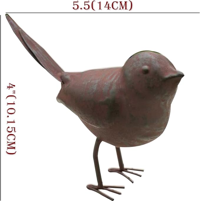 Decorative Small Cute Songbird Song Bird Statue Figurine Home Décor, 5.5" x 4" x 2", Rust/Brown (1)