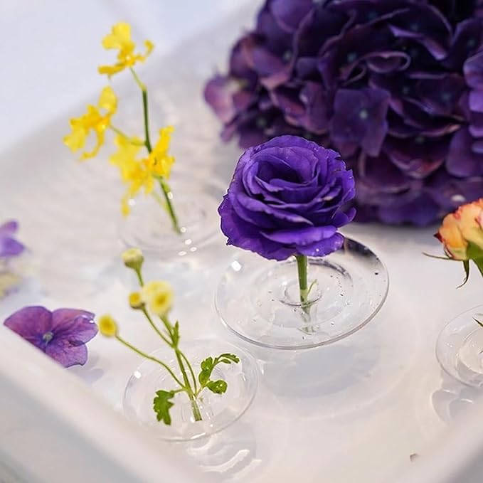 2025 Creative Floating Flower Floral Arrangement Holder,Modern Floating Vase Pedestal Stand,Innovative Floating Flower Display Stand Clear Acrylic Flower Bowl Stem Holder (10PCS, Large)