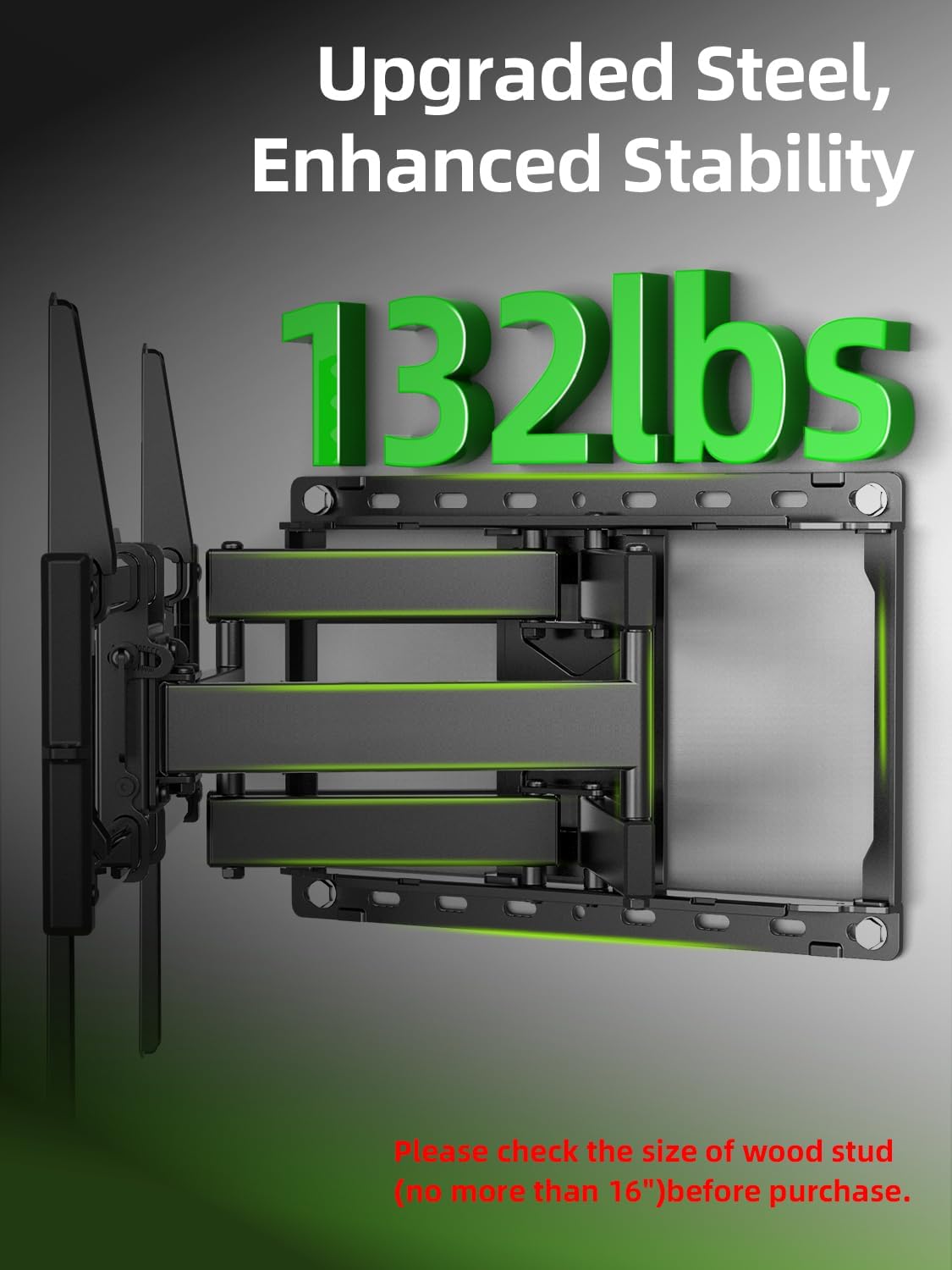 USX Mount Full Motion TV Wall Mount - Dual Swivel Articulating Tilt for 42-90 Inch TVs | VESA 600x400mm, Holds 132lbs