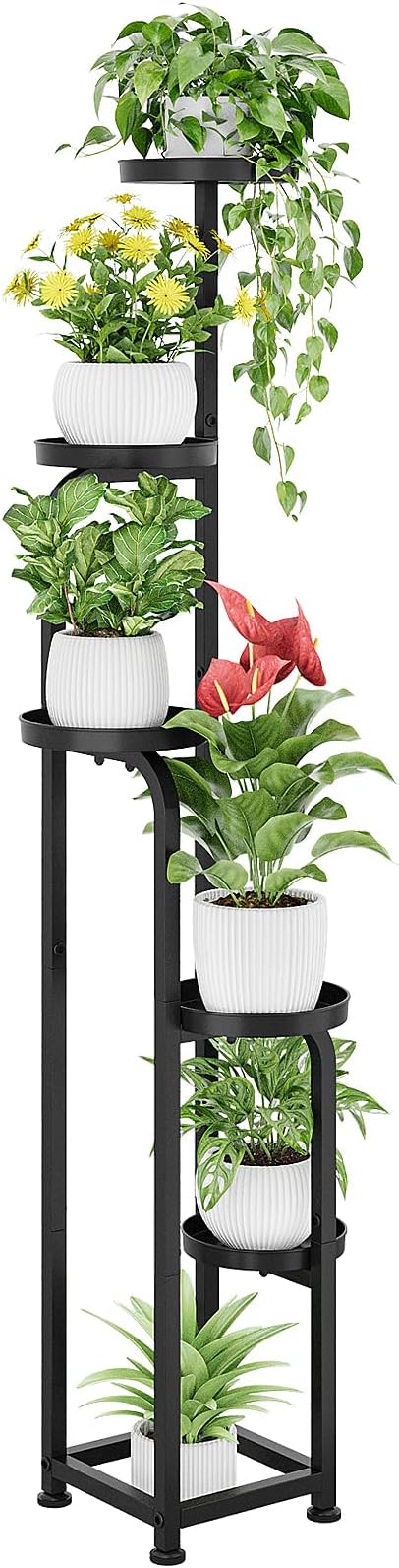 Bamworld Tall Plant Stand Indoor Outdoor, Corner Metal Flower Pot Stands for Multiple Plants, 5 Tier Heavy Duty Plant Shelf for Patio Garden Balcony Living Room Bedroom