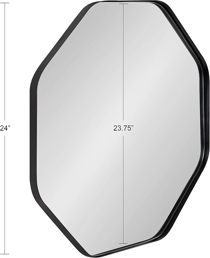 Kate and Laurel Rollo Midcentury Octagon Wall Mirror; 24 x 24; Black; Decorative Geometric Decor for Wall