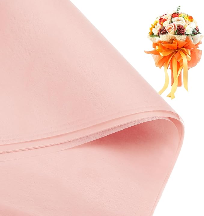 PATIKIL Flower Wrapping Paper 29.5 Ft x 22.8 Inch, Cotton Wrapping Flower Paper Tissue Paper for Flower Bouquet Gift Wrapping Valentine's Day Graduation Gift Floral Wrap, Cream Peach