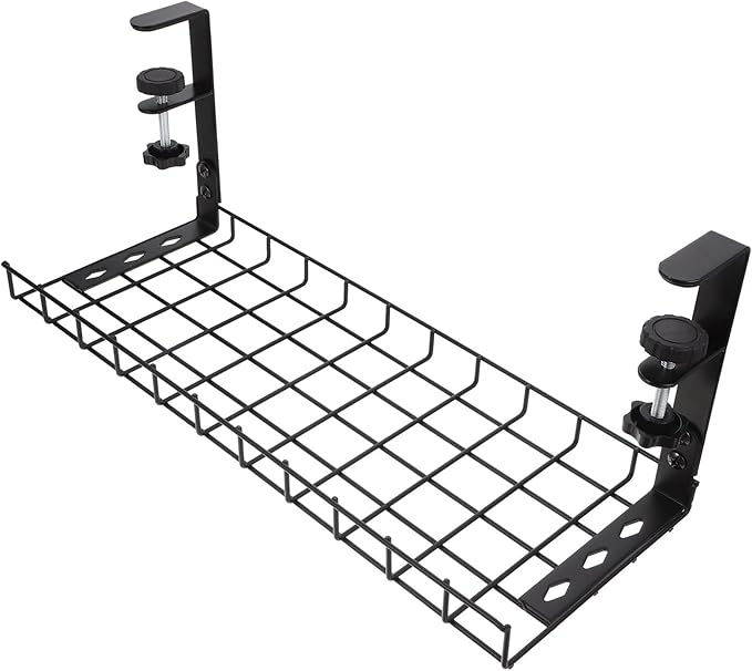 Under Desk Cable Management Holder Cord Organizer Tray No Drill Wire Storage Rack for Home Office Standing Desk, Black 500Mm,