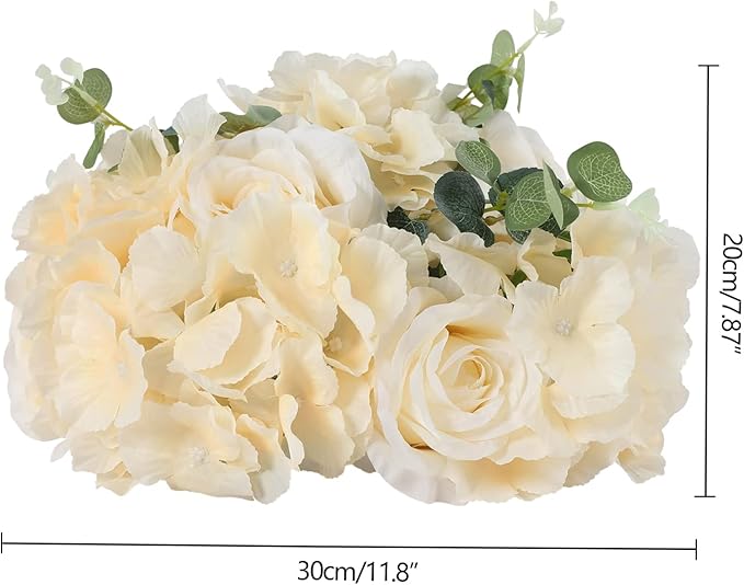 10 PCS Flower Ball Arrangement Bouquet, 11.8inch Diameter Flowers Centerpieces, Champagne Fake Floral Roses Balls Tabletop Decoration for Wedding Centerpieces, Party Decor