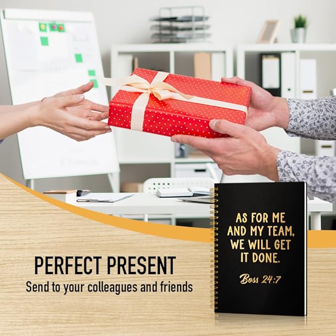 Msticey As For Me And My Team We Will Get It Done 160 Blank Pages Gold Foil Hardcover Spiral Notebook, Appreciation Gifts for Women Manager Supervisor Leader Coworker Colleague, Funny Boss Day Gifts