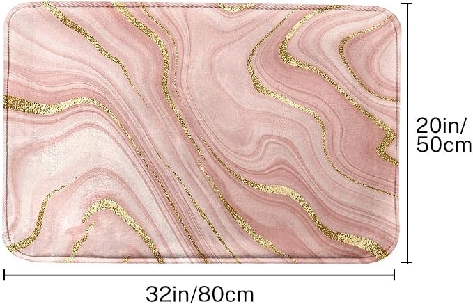 Britimes Bath Mat for Bathroom Marble Washable Floor Rug Carpets Floor Mat Bathroom Decorations 20x32 inches for Kitchen Indoor