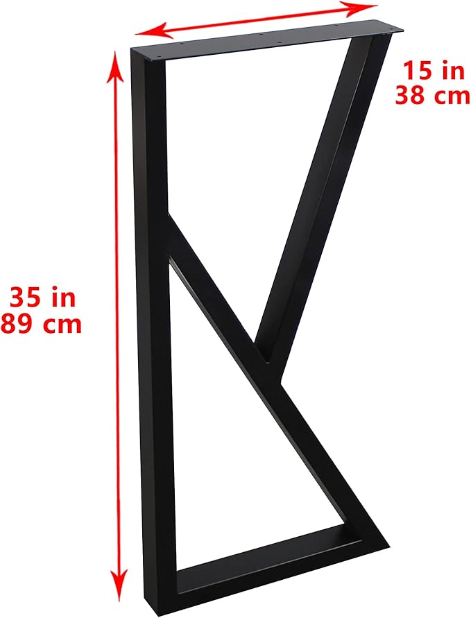 MBQQ Furniture Legs 35" Height 15" Wide Rustic Decory K-Shape Table Legs,Heavy Duty Metal Desk Legs,Dining Table Legs,Industrial Modern, DIY Iron Bench Legs