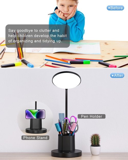 Sailstar LED Desk Lamp - 3 Lighting Modes, 800LM Eye-Caring Light with Touch Control & Pen Holder | Black