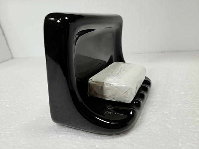 Black Ceramic Tile Shower Soap Dish Tray Bathtub Vintage Mid Century Modern Vintage Retro