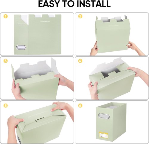 BALEINE File Organizer Box - Portable Collapsible Cardboard Folder Storage for Letter Size Documents | 2 Pack, Beige