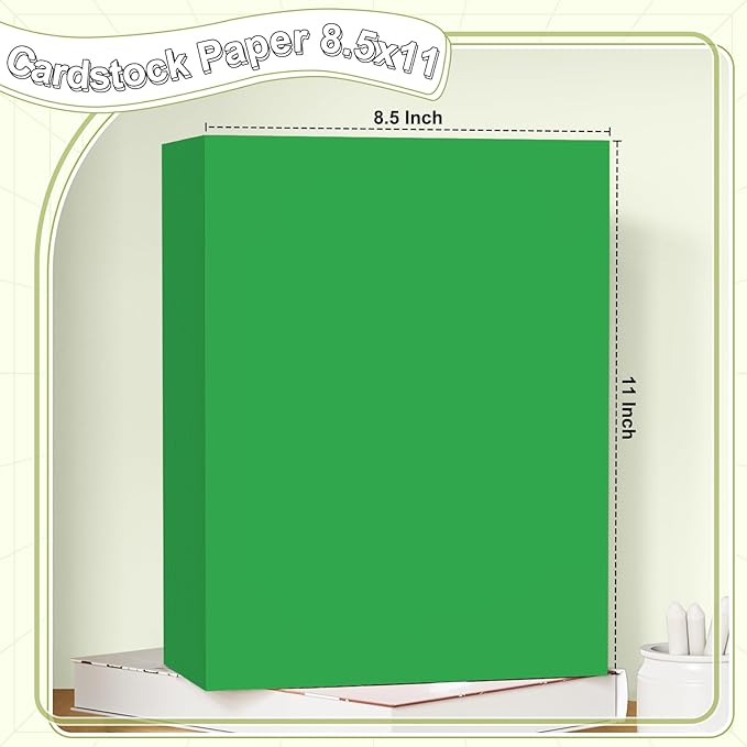 120 Sheets Cardstock 8.5x11, 65lb Dark Green Card Stock, Green Construction Paper, 180gsm Thick Printer Paper for Printing, Painting, Card Making, Kids School Supplies,Party Decorations