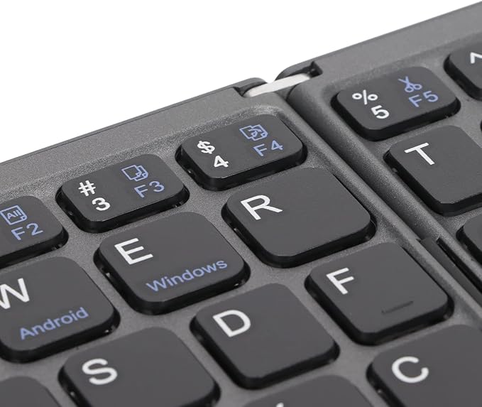 Gugxiom Foldable Wireless Keyboard with Touchpad, Foldable Design 63 Keys BT 3.0 Keyboard for Smartphone Tablet Laptop Travel, Mute, Pocket Size, USB Charging (Dark Gray)
