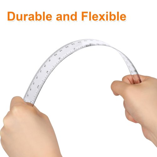 Skiennix 12-Inch Clear Plastic Ruler Set - 30 Pieces with Inches & Metric for School or Office Use