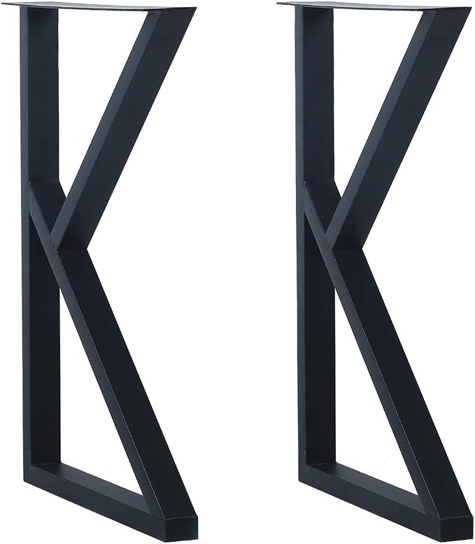 MBQQ 2 Pcs Furniture Legs Rustic Decory K Shape Table Legs,Heavy Duty Metal Desk Legs,Dining Table Legs,Industrial Modern, DIY Iron Bench Legs(H28”xW17.7”)