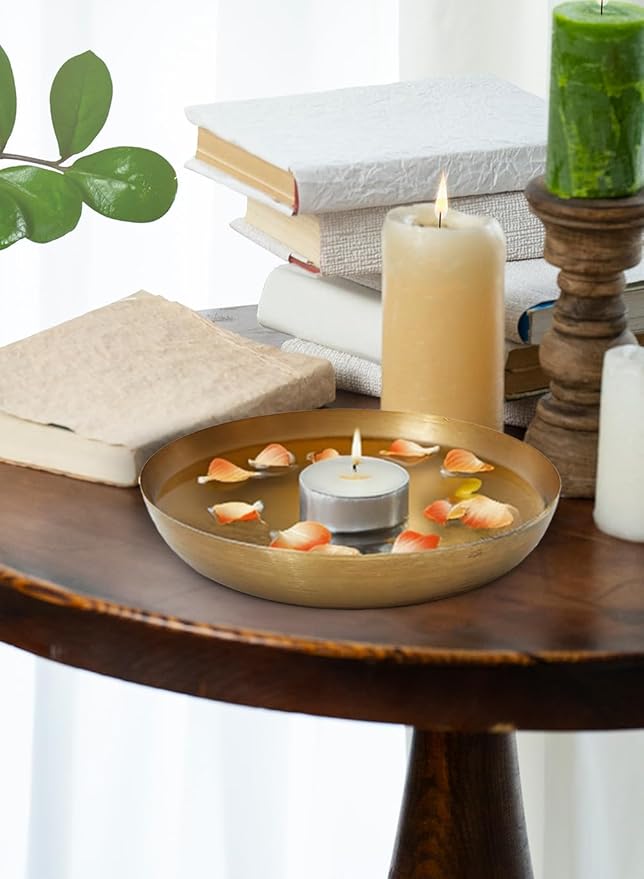 Serene Spaces Living Vintage Gold Decorative Iron Bowl, Table Centerpiece, Fruit Bowl, Floating Candle-Holder, Flower Bowl Vase, Potpourri, Catchall, Dining Table (Small - Pack of 1)