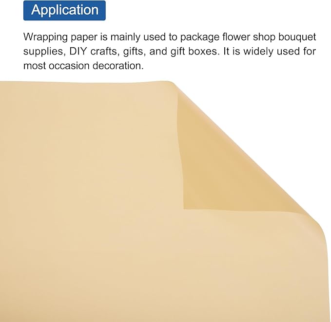 MECCANIXITY Flower Wrapping Fog Paper 22.8x22.8 Inch Waterproof Matte Floral Wrapping Paper for DIY Crafts, Gift/Gift Box Packaging Champagne 20 Pcs