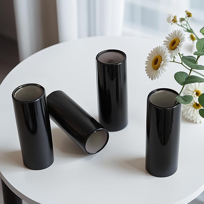 Modern Black Ceramic Vase Set of 10 for Living Room Bedroom 5.51'' Minimalist Fresh Small Flower Vases for Bouquet Fake Plant Home Decor Office Fireplace Centerpieces Nordic Style 10 Pack