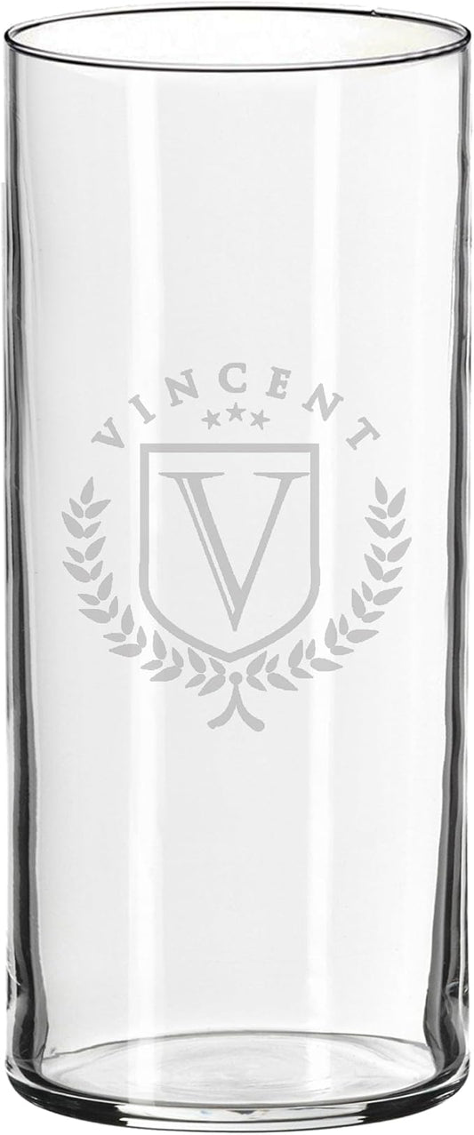 My Personal Memories Custom Etched Glass Flower Vase - Personalized with Your Text for Weddings, Valentine's, Mother's Day, Couples, Anniversaries, Birthdays, Gifts (Name and Initial Style)