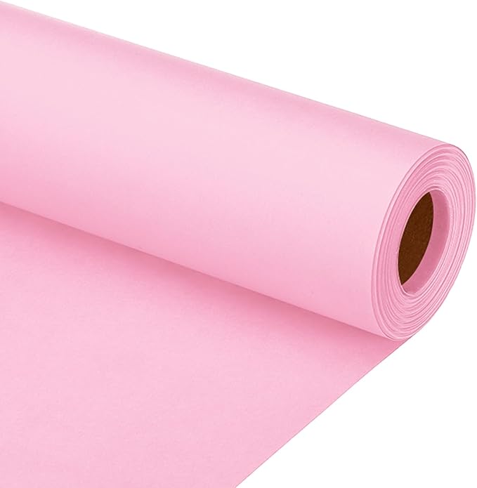 PATIKIL Wrapping Paper, 12"x600"(50') Bulletin Board Paper Roll Kraft Paper Roll Construction 80GSM for Shipping Packing Gift Wrapping Craft Flower Bouquet Christmas, Pink