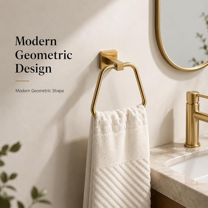 Brushed Gold Towel Ring for Bathroom, Kitchen Bath Towel Holder Hangers Wall Mount Heavy Duty Stainless Steel