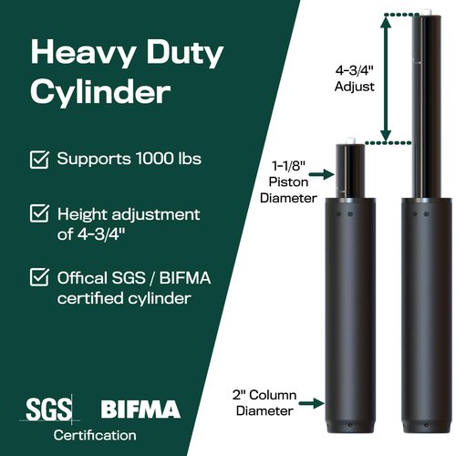 Office Chair Cylinder Replacement - Heavy Duty Pneumatic Gas Lift Piston for Desk & Gaming Chairs
