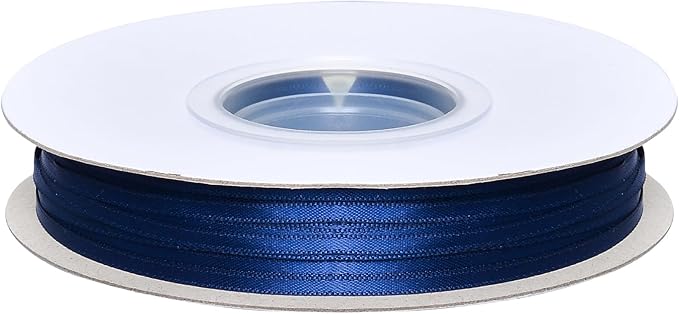 YAMA Navy Blue Double Faced Satin Ribbon, 1/8 Inch 100 Yards, Navy Ribbon for Gift Wrapping Crafts Hair Bows Wedding Party Decoration
