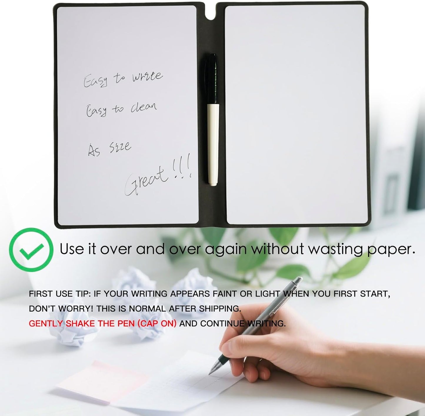 Skiennix Portable Dry Erase Board | Reusable Handheld Whiteboard for Home & Office - 9.5" x 6.6" (Blue)
